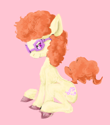 Size: 381x432 | Tagged: safe, artist:magicmausoleum, twist, earth pony, pony, g4, female, filly, glasses, looking at you, sitting, solo