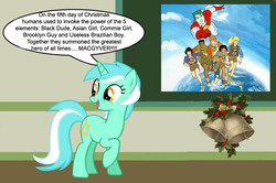 Size: 887x588 | Tagged: safe, lyra heartstrings, g4, captain planet and the planeteers, chalkboard, christmas, human studies101 with lyra, macgyver, meme