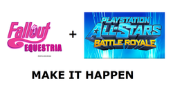 Size: 1570x796 | Tagged: safe, oc, oc only, fallout equestria, all caps, exploitable meme, fanfic, make it happen, meme, playstation all-stars battle royale