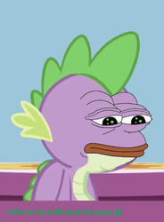 Size: 510x694 | Tagged: safe, rarity, spike, g4, feels bad man, greentext, no gf, pepe the frog, text, tfw, tfw no gf