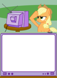 Size: 563x771 | Tagged: safe, applejack, earth pony, pony, g4, exploitable, exploitable meme, meme, rainbow dash salutes, salute, template, tv meme