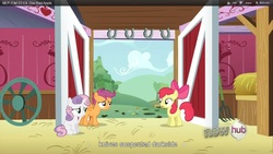 Size: 1600x900 | Tagged: safe, screencap, apple bloom, scootaloo, sweetie belle, g4, youtube caption, youtube link