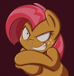 Size: 728x753 | Tagged: safe, artist:sb, babs seed, pony, g4, derp, evil grin, female, grin, solo