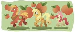 Size: 3232x1411 | Tagged: safe, artist:lalindaaa, apple bloom, applejack, big macintosh, earth pony, pony, g4, apple siblings, male, stallion
