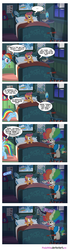 Size: 1000x3576 | Tagged: safe, artist:pixelkitties, mayor mare, rainbow dash, scootaloo, g4, sleepless in ponyville, bed, clown, clown outfit, comic, dialogue, game boy, it, lava lamp, night, nintendo, rainbow dumb, reference, scared, scooter, stephen king, tentacles, this will end in tears and/or death