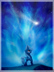 Size: 2151x2829 | Tagged: dead source, safe, artist:lova-gardelius, trixie, g4, looking up, shooting star, sky, stars