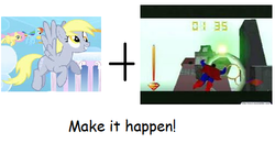 Size: 500x259 | Tagged: safe, derpy hooves, pegasus, pony, g4, exploitable meme, female, make it happen, mare, superman 64