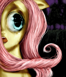 Size: 1444x1666 | Tagged: safe, artist:klalaskaxd, fluttershy, g4, creepy, solo