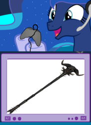 Size: 563x769 | Tagged: safe, princess luna, pony, g4, exploitable meme, meme, skull of corruption, skyrim, the elder scrolls, tv meme