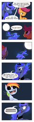 Size: 800x2800 | Tagged: safe, artist:karzahnii, princess luna, scootaloo, g4, my little pony: friendship is magic, sleepless in ponyville, comic, dream walker luna, irony