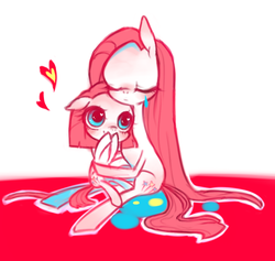 Size: 740x701 | Tagged: safe, pinkie pie, ask young pinkamena, g4, crying, cute, cuteamena, heart, heart eyes, pinkamena diane pie, self ponidox, wingding eyes, young, younger