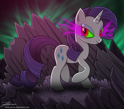 Size: 800x704 | Tagged: safe, artist:jrenon, rarity, pony, g4, corrupted, crystal, dark magic, solo, sombra eyes