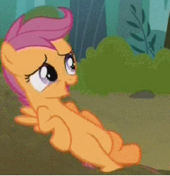 Size: 441x456 | Tagged: safe, screencap, scootaloo, pony, g4, sleepless in ponyville, animated, cute, cutealoo, female, hoofy-kicks, leg wiggle, pawing the ground, solo