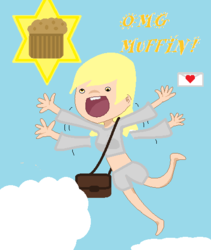 Size: 432x513 | Tagged: safe, artist:angelshauna, derpy hooves, human, g4, falling, humanized, muffin, skinny, thin