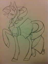 Size: 1072x1435 | Tagged: safe, artist:piiku, rarity, pony, g4, camping outfit, sketch, solo, traditional art