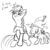 Size: 900x900 | Tagged: safe, artist:gavalanche, rainbow dash, scootaloo, pegasus, pony, g4, owl's well that ends well, apple core, monochrome, rainbow douche, scootabuse, sketch