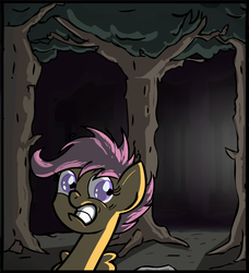 Size: 1037x1135 | Tagged: safe, artist:scrimpeh, scootaloo, g4, sleepless in ponyville, backlighting, female, filly, foal, forest