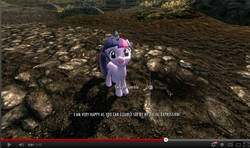 Size: 943x559 | Tagged: safe, twilight sparkle, g4, beta, happy, skyrim, the elder scrolls, youtube