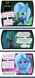 Size: 680x1495 | Tagged: dead source, safe, artist:php13, queen chrysalis, trixie, g4, askchrysalis, mind control