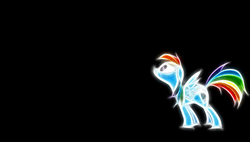 Size: 1800x1024 | Tagged: artist needed, source needed, safe, rainbow dash, g4, black background, glowing, looking up, side view, simple background, solo, wallpaper
