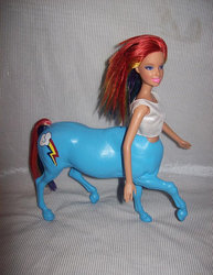 Size: 570x740 | Tagged: safe, artist:roxyfett007, rainbow dash, centaur, taur, g4, barbie, customized toy, doll, etsy, irl, nightmare fuel, photo, toy, toy abuse, what has science done, wingless, wrong eye color