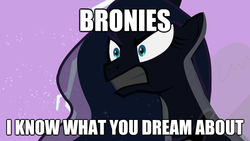 Size: 500x281 | Tagged: safe, edit, edited screencap, screencap, princess luna, g4, luna eclipsed, my little pony: friendship is magic, angry, bronybait, image macro, oh no, text