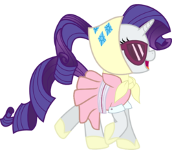 Size: 707x616 | Tagged: safe, artist:hali66, rarity, pony, unicorn, g4, sleepless in ponyville, camping outfit, clothes, dress, female, glasses, mare, simple background, solo, svg, transparent background, vector