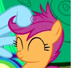 Size: 354x340 | Tagged: safe, edit, edited screencap, screencap, rainbow dash, scootaloo, pegasus, pony, g4, sleepless in ponyville, animated, cropped, cute, cutealoo, eyes closed, female, filly, gif, mare, noogie, offscreen character, scootalove, solo focus
