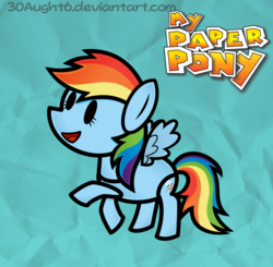 Size: 1995x1958 | Tagged: safe, artist:urpleb3atin, rainbow dash, g4, crossover, my paper pony, paper mario, paper pony, parody