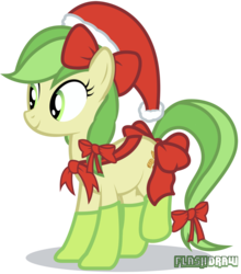 Size: 1280x1455 | Tagged: safe, artist:flash-draw, apple fritter, pony, g4, apple family member, christmas, clothes, hat, ribbon, simple background, socks, solo, traditional art, transparent background, vector