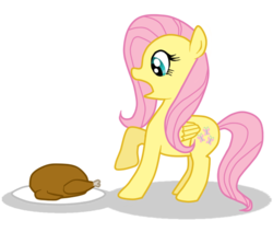 Size: 576x488 | Tagged: safe, artist:foreverincompetent, fluttershy, pegasus, pony, turkey, g4, female, food, mare, simple background, solo, transparent background