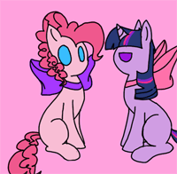 Size: 200x196 | Tagged: safe, artist:justagirlonline, pinkie pie, twilight sparkle, ask cute twinkie pie, g4, animated, cute, diapinkes, female, frame by frame, hug, lesbian, ship:twinkie, shipping