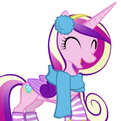 Size: 1000x1000 | Tagged: safe, artist:petraea, princess cadance, alicorn, pony, g4, clothes, concave belly, earmuffs, eyes closed, female, mare, scarf, simple background, slender, socks, solo, striped socks, thin, transparent background, vector