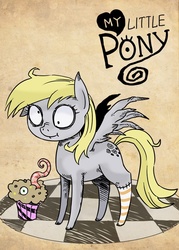 Size: 500x700 | Tagged: safe, artist:shepherd0821, derpy hooves, pegasus, pony, g4, female, mare, muffin, style emulation, tim burton