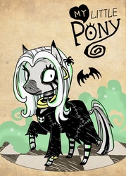 Size: 500x700 | Tagged: safe, artist:shepherd0821, zecora, zebra, g4, female, long hair, mare, my little pony logo, nightmare night, style emulation, tim burton, title drop