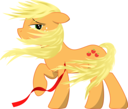 Size: 3212x2731 | Tagged: safe, artist:civwub, applejack, earth pony, pony, g4, bedroom eyes, female, hatless, loose hair, mare, missing accessory, ribbon, simple background, transparent background, vector, wind, windswept mane