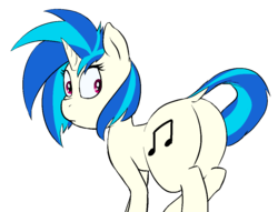 Size: 1058x808 | Tagged: safe, artist:lowkey, dj pon-3, vinyl scratch, pony, unicorn, g4, butt, dock, female, horn, mare, plot, simple background, solo, the ass was fat, transparent background, vinyl ass