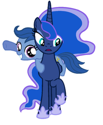 Size: 600x733 | Tagged: safe, archer (g4), princess luna, scootablue, g4, ponies riding ponies, riding, simple background