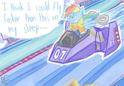 Size: 824x570 | Tagged: safe, artist:hamflo, rainbow dash, g4, captain falcon, crossover, drawfag, f-zero, nintendo, nintendo land, wii u