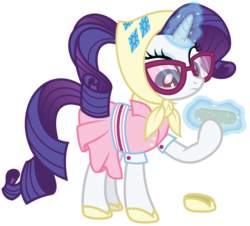 Size: 5200x4700 | Tagged: safe, artist:midnight--blitz, rarity, pony, unicorn, g4, sleepless in ponyville, .ai available, absurd resolution, camping outfit, clothes, dress, female, glasses, mare, simple background, solo, transparent background, vector