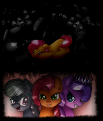 Size: 2225x2620 | Tagged: dead source, safe, artist:n1de, babs seed, diamond tiara, silver spoon, g4, abuse, babsbuse, cutie mark crusaders