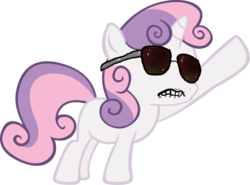 Size: 1280x949 | Tagged: safe, edit, sweetie belle, pony, unicorn, g4, dat ass, female, filly, foal, meme, simple background, solo, sunglasses, transparent background