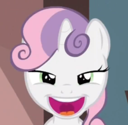 Size: 375x368 | Tagged: safe, screencap, sweetie belle, g4, one bad apple, faic, great moments in animation, rapeface, reaction image