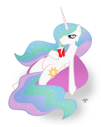Size: 1200x1500 | Tagged: safe, artist:grilledcat, princess celestia, alicorn, pony, g4, beanbag chair, featureless crotch, female, mare, on back, photoshop, relaxing, simple background, soda, solo