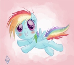 Size: 668x586 | Tagged: safe, artist:whitediamonds, rainbow dash, pegasus, pony, g4, cute, dashabetes, female, filly, filly rainbow dash, flying, foal, solo