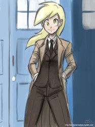Size: 794x1059 | Tagged: safe, artist:johnjoseco, derpy hooves, human, crossover, doctor derpy, doctor who, female, hilarious in hindsight, humanized, solo