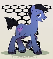 Size: 448x504 | Tagged: safe, artist:lissystrata, earth pony, pony, g4, abstract background, bisexuality, crossover, doctor who, jack harkness, john barrowman, male, photoshop, ponified, solo, stallion, torchwood, unshorn fetlocks