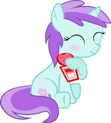 Size: 3000x3320 | Tagged: safe, artist:the smiling pony, liza doolots, petunia, tootsie flute, pony, unicorn, g4, hearts and hooves day (episode), blushing, cute, eyes closed, female, filly, hearts and hooves day, high res, inkscape, simple background, sitting, smiling, solo, tootsie cute, transparent background, valentine, vector