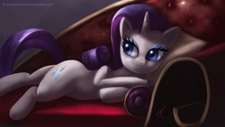 Size: 1920x1082 | Tagged: safe, artist:grissaecrim, rarity, pony, unicorn, g4, couch, draw me like one of your french girls, fainting couch, female, mare, on side, photoshop, solo