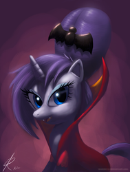 Size: 1049x1386 | Tagged: safe, artist:grissaecrim, rarity, pony, unicorn, g4, alternate hairstyle, clothes, costume, fangs, female, mare, nightmare night, nightmare night rarity, photoshop, solo, vampire costume